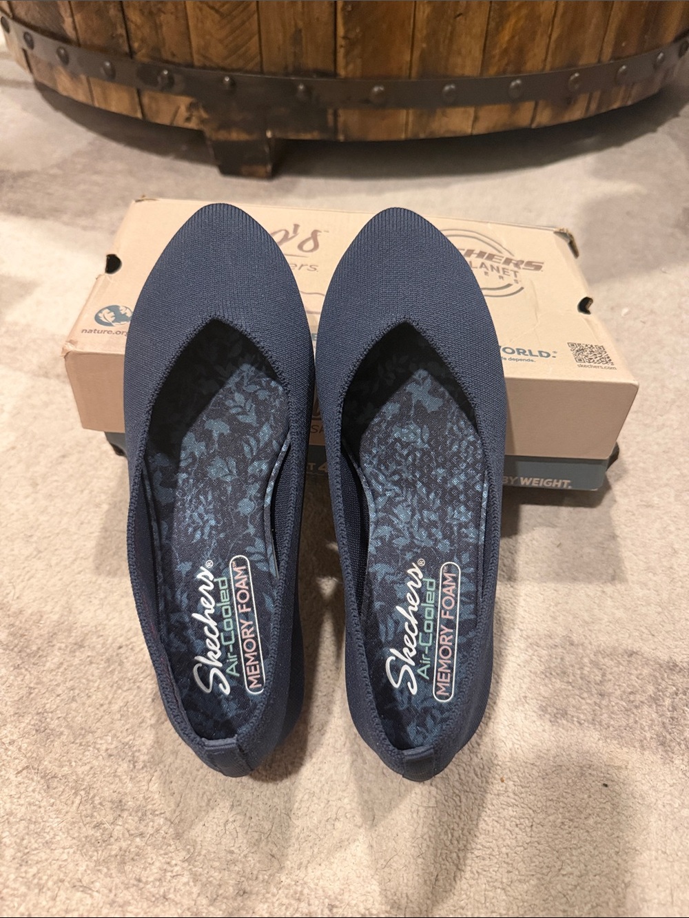 Skechers Navy Slip-On Ballet Flats with Memory Foam